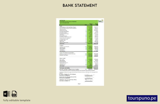 listo para imprimir plantilla de Word   extracto bancario de Nigeria Jaiz